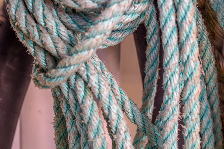Rope. Close-up shooting  of ferry boat parts. Izmir-Turkey