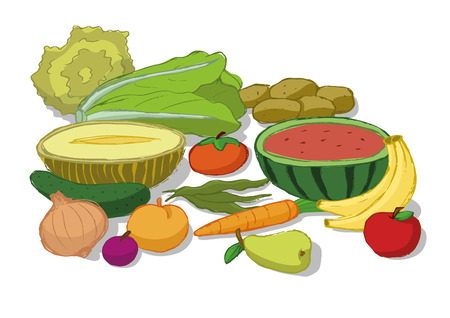 VEGETABLES AND FRUITSのイラスト素材
