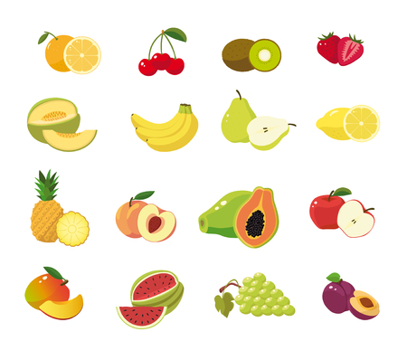 Fresh fruit collection for summer timeのイラスト素材