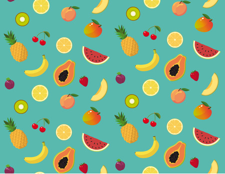 Fresh and colorful summer fruit patternのイラスト素材