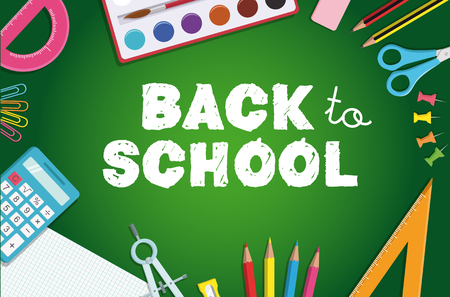 BACK TO SCHOOL FRAME WITH STATIONERYのイラスト素材