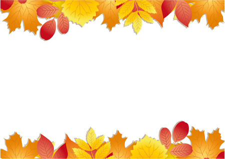 COLORFUL AUTUMN FRAME WITH TREE LEAVESのイラスト素材