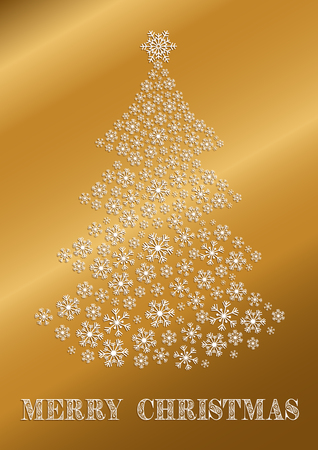 A golden Christmas card with a snowflakes treeのイラスト素材