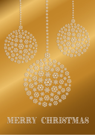 A golden Christmas card with snowflakes Christmas ornamentsのイラスト素材