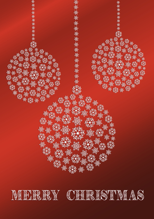A red Christmas card with snowflakes Christmas ornamentsのイラスト素材