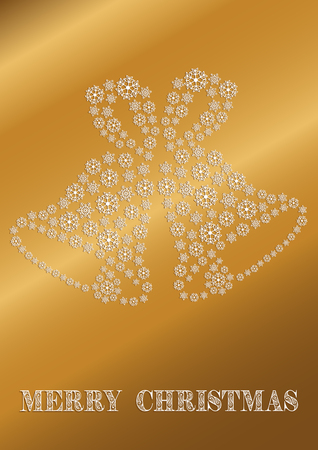 A golden Christmas card with snowflakes bellsのイラスト素材