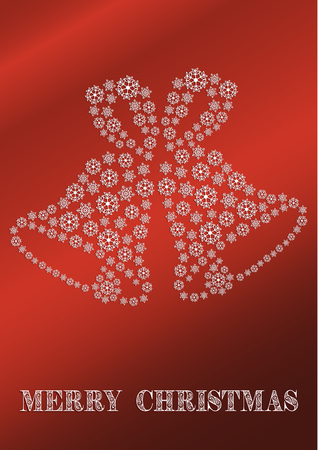 A red Christmas card with snowflakes bellsのイラスト素材