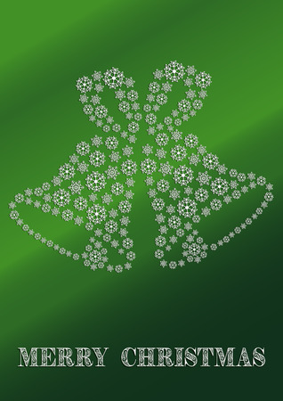A green Christmas card with snowflakes bellsのイラスト素材