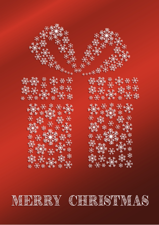 A red Christmas card with a snowflakes presentのイラスト素材