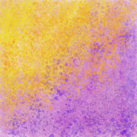 Yellow and violet splattered paint textureの写真素材