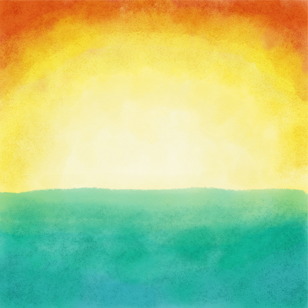 Summer sunset made with watercolorの写真素材