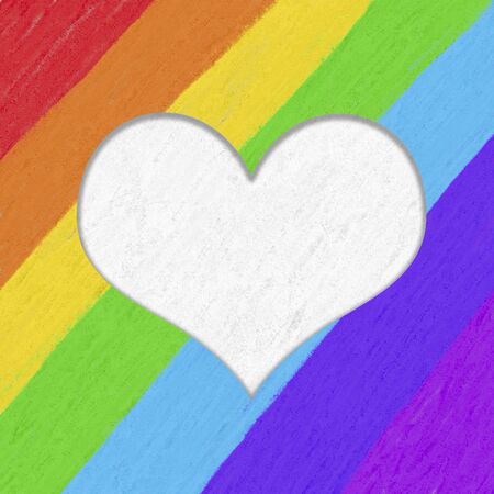 Gay pride poster template with a white heartの写真素材