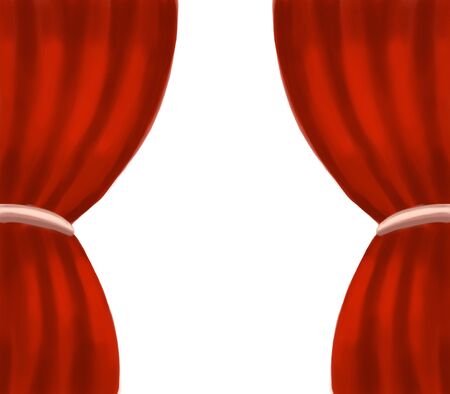 Theater red curtain frame with a copy space in the middleの写真素材