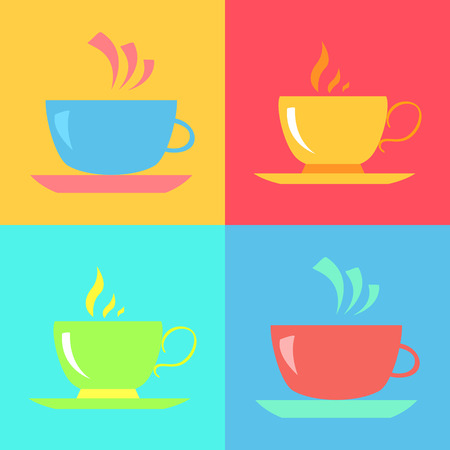 Cute cups and cakes. Vector illustration.のイラスト素材