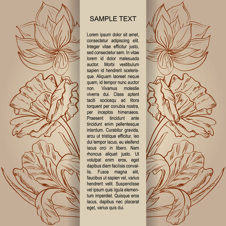 Card with hand paimted sketch flowers and place for text. Vector illustration.のイラスト素材