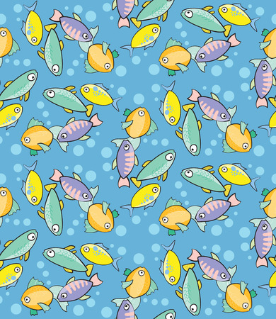 Seamless pattern with fish in cartoon style. Vector illustration.のイラスト素材