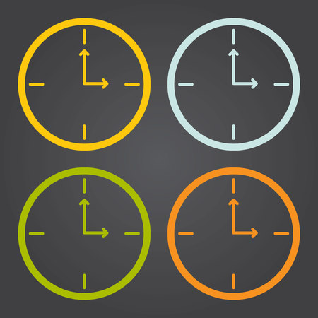 Set of simple clock icons. Vector isllustration.