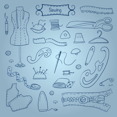 Set of sewing equipment.のイラスト素材