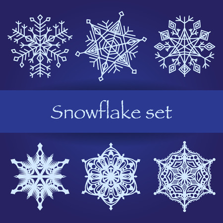 Set of different paper snowflakes.のイラスト素材