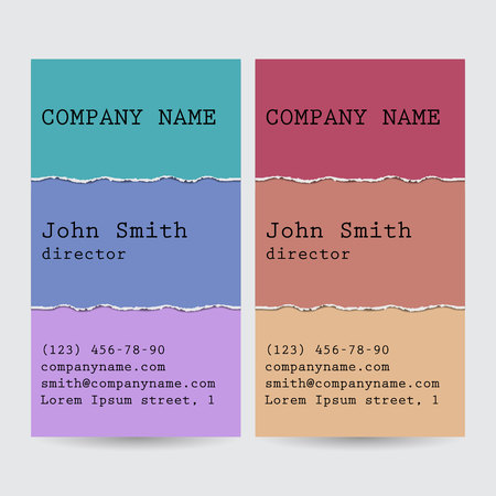 Set of business cards with lacerated paper.のイラスト素材