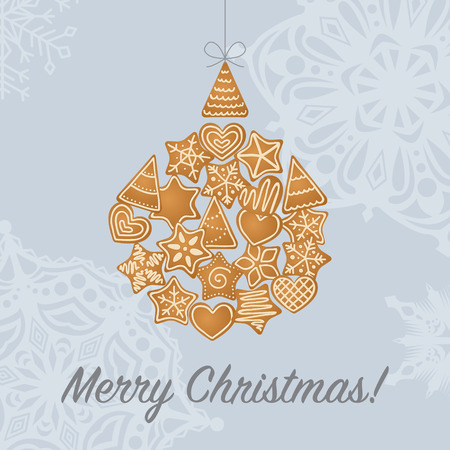 Christmas tree toy made of gingerbread.のイラスト素材