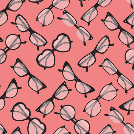 Seamless pattern with different glasses.のイラスト素材