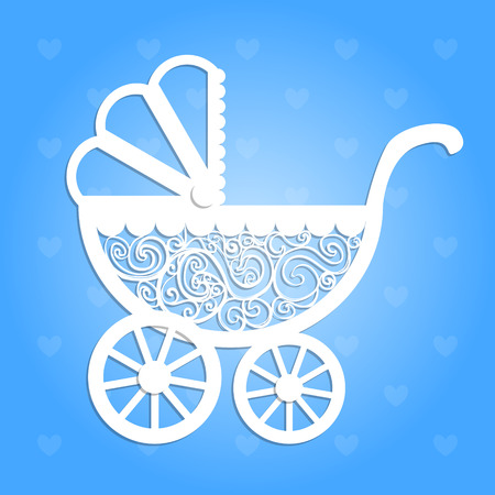 Paper baby pram.のイラスト素材