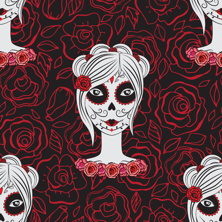 Girl with make up for day of dead.のイラスト素材