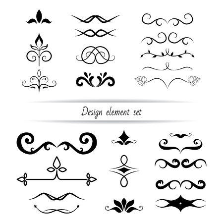 Set of design elements, can be used for monograms, wedding invitations.のイラスト素材