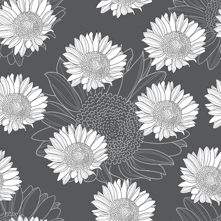 Seamless pattern with sunflowersのイラスト素材