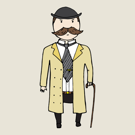 Illustration of isolated cute bearded gentleman. Vector illustrationのイラスト素材