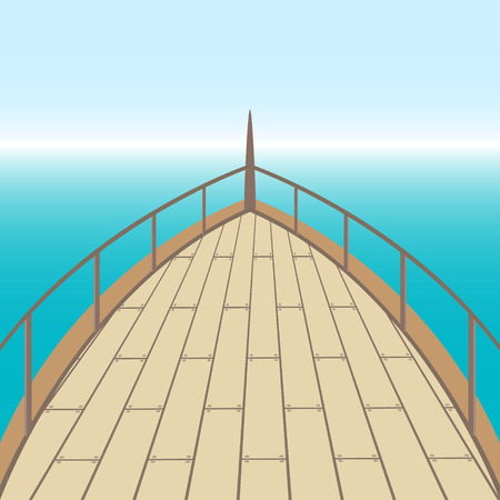 Afterdeck of a boat and a sea. Vector illustrationのイラスト素材