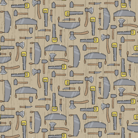 Seamless pattern with different lumber tools. Vector illustrationのイラスト素材