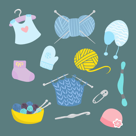 knitting for babies set. vector illustrationのイラスト素材