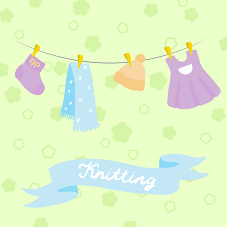 knitting for babies set. vector illustrationのイラスト素材