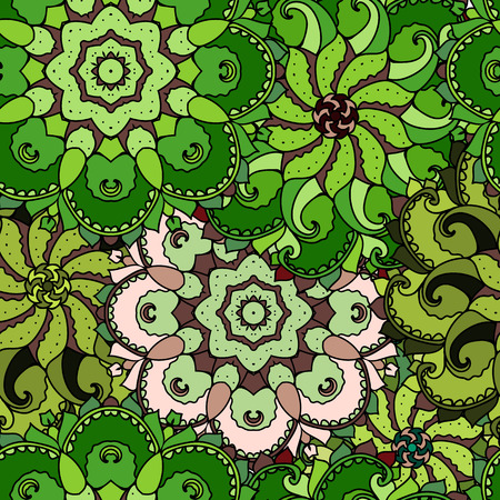 Ethnic arabic, indian ornament. Hand drawn seamless pattern. Vector illustration.のイラスト素材