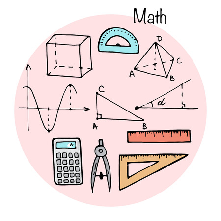Set of studying elements. Math topic.