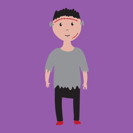 Boy in halloween costume. Vector illustrationのイラスト素材