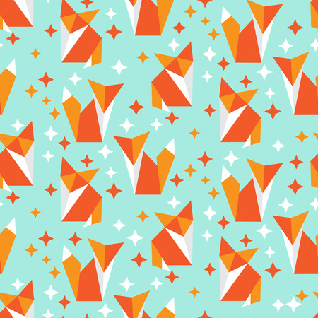 Seamless pattern with different cute foxes. Vector illustrationのイラスト素材