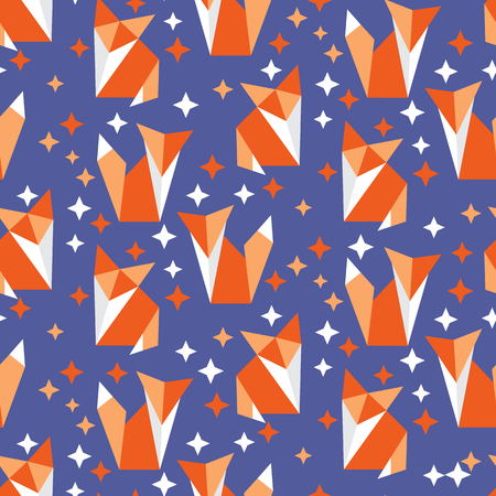 Seamless pattern with different cute foxes. Vector illustrationのイラスト素材
