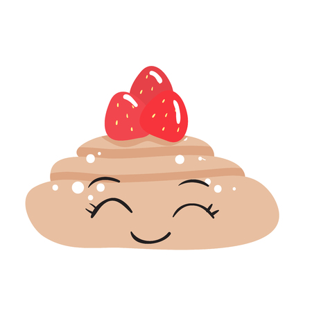 Sweet cake with funny face. illustrationのイラスト素材