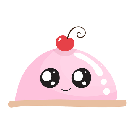 Sweet cake with funny face. illustrationのイラスト素材