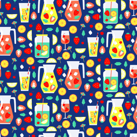 Seamless pattern with summer drinks. Vector illustrationのイラスト素材