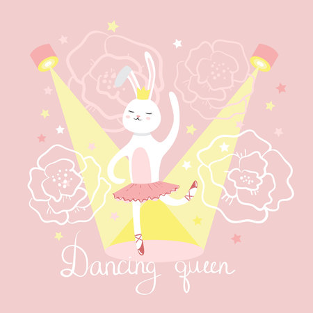 Hare ballerina dancing. Vector illustrationのイラスト素材