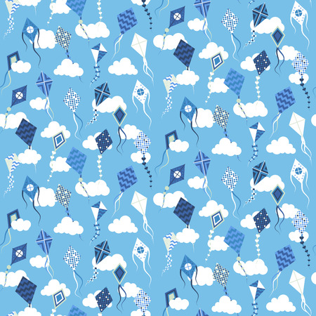 Seamles pattern with different kites. Vector illustrationのイラスト素材