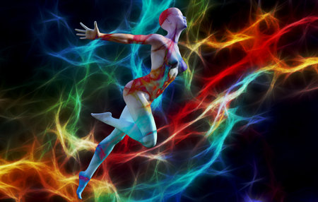 A mystical journey through the universe. The state of meditation Surreal 3D painting. transpersonal art.の写真素材