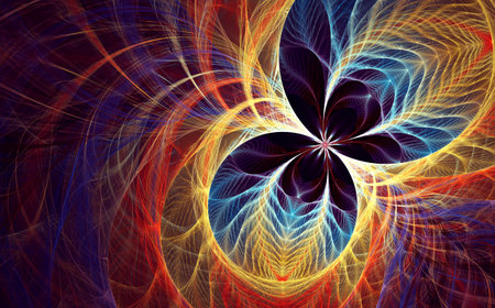 Abstract fractal patterns and shapes. Dynamic flowing natural forms. flowers and spirals. Mysterious psychedelic relaxation pattern.の写真素材