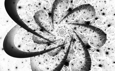 Abstract fractal patterns and shapes. Infinite universe.Mysterious psychedelic relaxation pattern. Dynamic flowing natural forms. Sacred geometry. Mystical spirals. 3D rendering.の写真素材