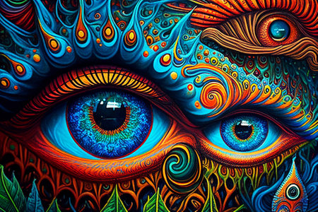 Ayahuasca compilation. Shamanic meditation. The journey of consciousness. The magic eye. Generative AI.の素材