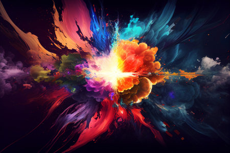 Beautiful color background. An explosion of bright colors. Generative AI.の素材
